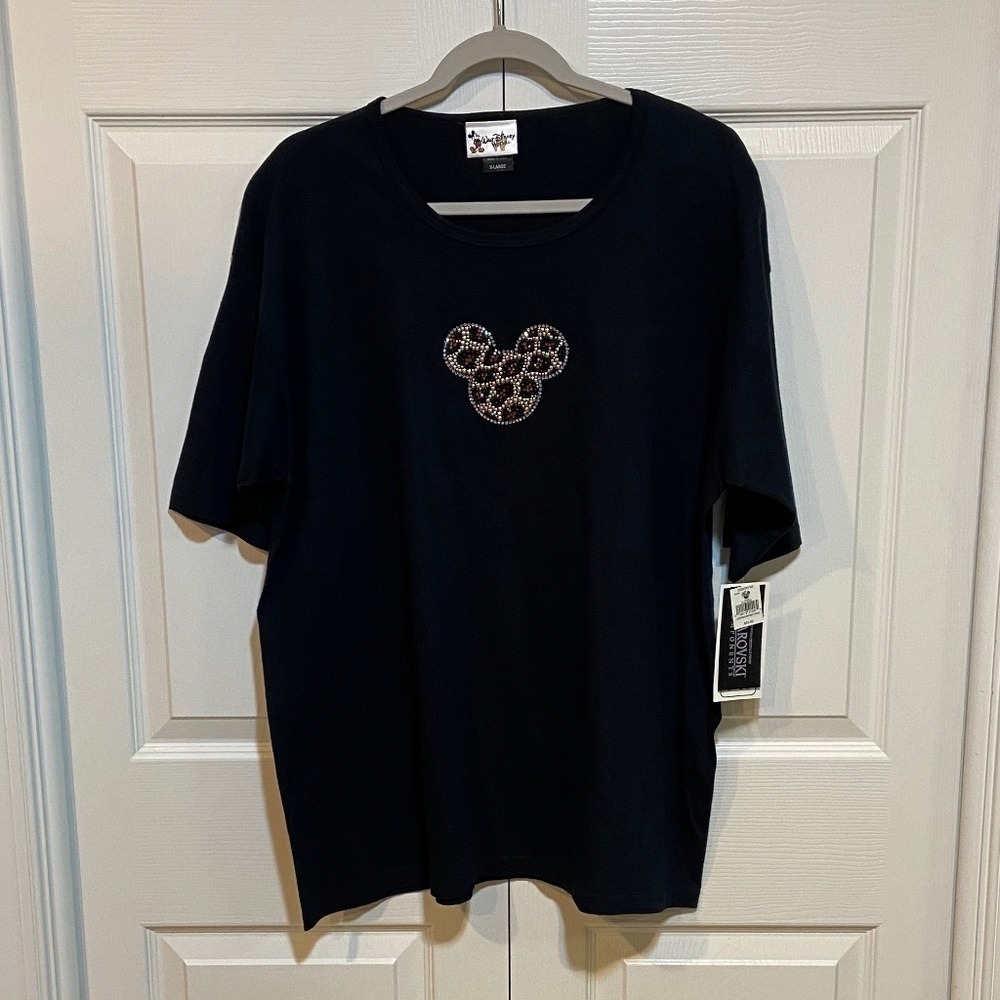 Disney Black Short Sleeve Tee with Rhinestone Mickey